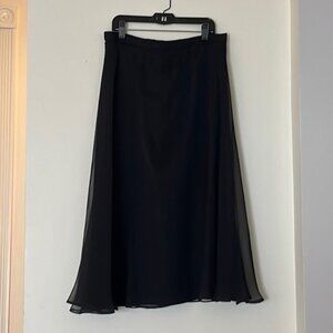 🖤 After Dark Black Sheer Overlay Midi Skirt (Size 9-10) 🖤